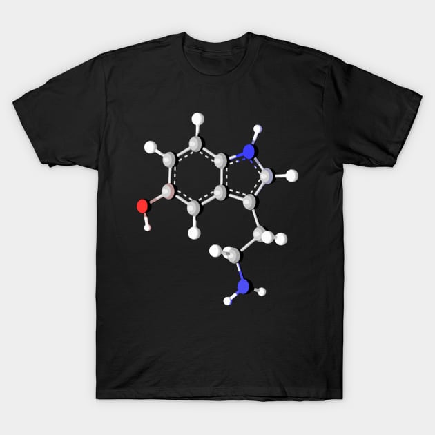 Serotonin Molecule T-Shirt by ChemECool